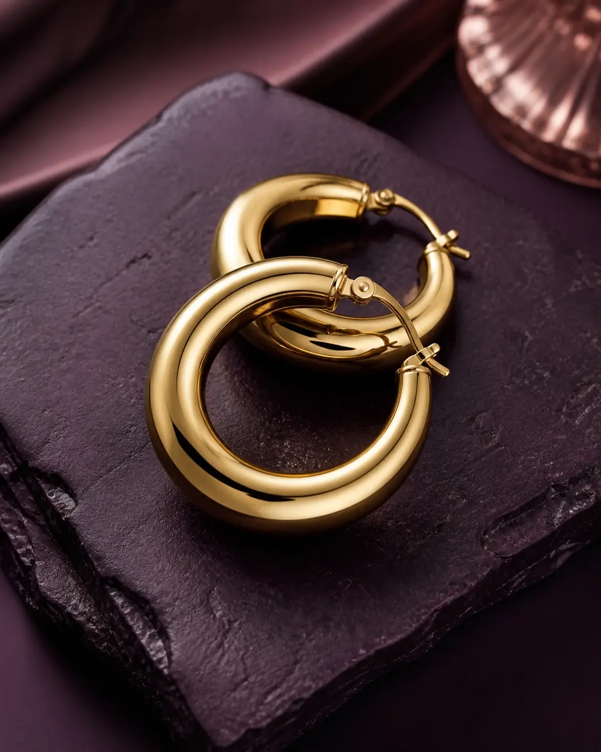 Chunky Gold Hoops, alternate view