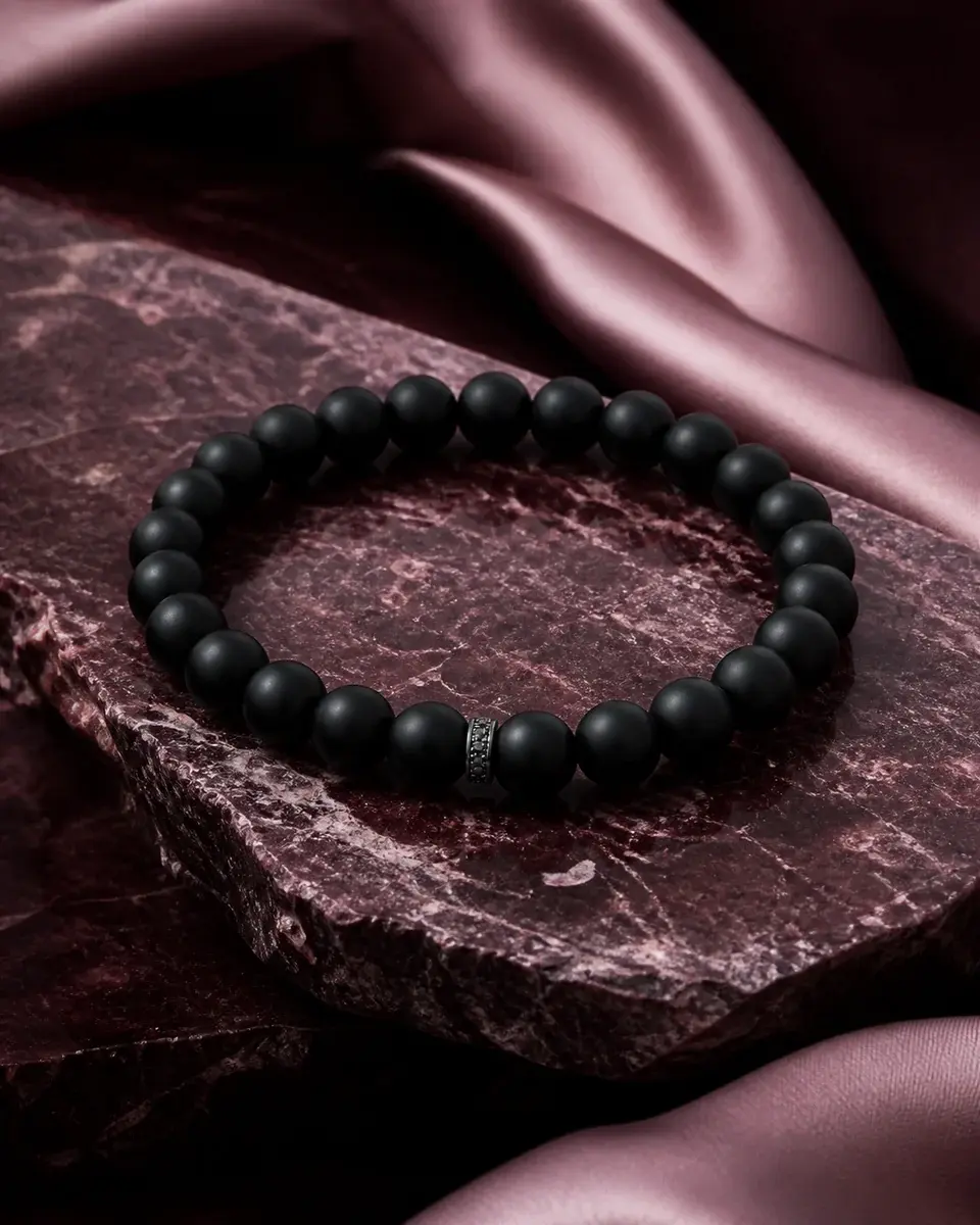 Black Beaded Bracelet